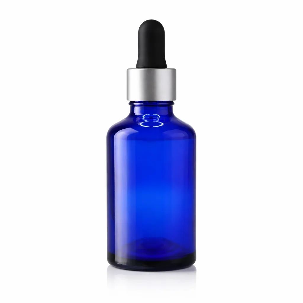 Blue Glass Dropper Bottle – 11.2 cm – Essential Oil / Cosmetic Bottle – Like New
