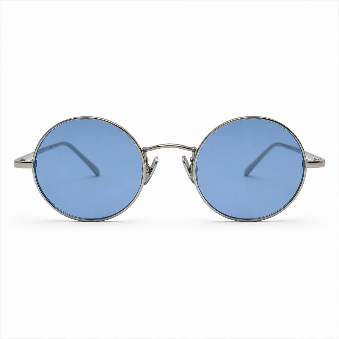 Runde Acuitis Sonnenbrille – Blaue Gläser und silberne Fassung