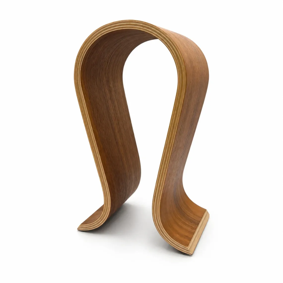 Support de casque en bois – Support de casque en noyer courbé – Organisateur de bureau minimaliste