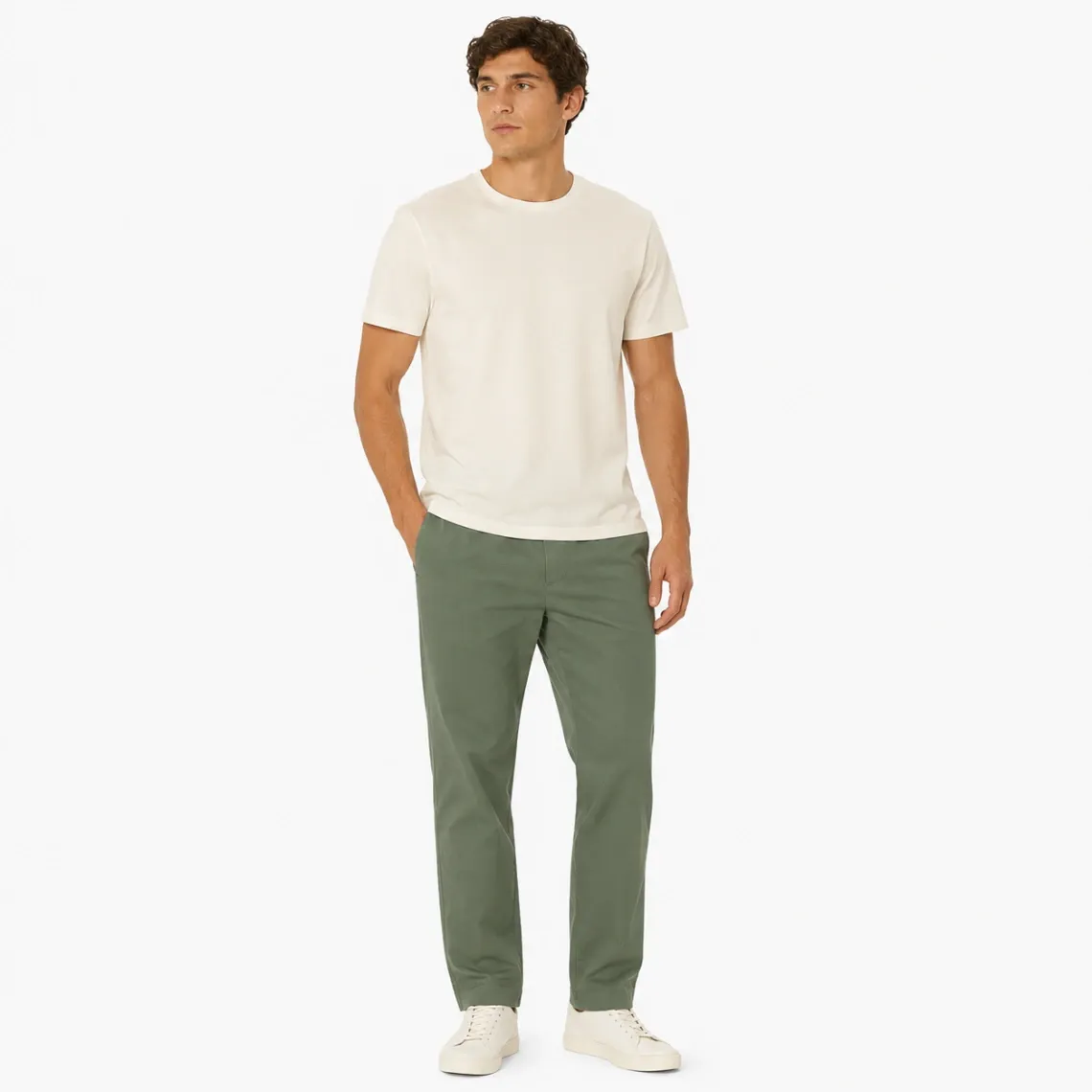 TENCEL™ Lyocell Blend Tapered Pull-On Trousers – Sage Green