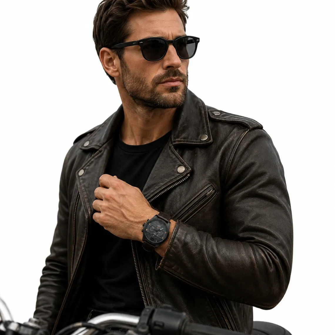 COLORADO BOYS WATCH – Vintage Biker Edition 48mm Black Leather