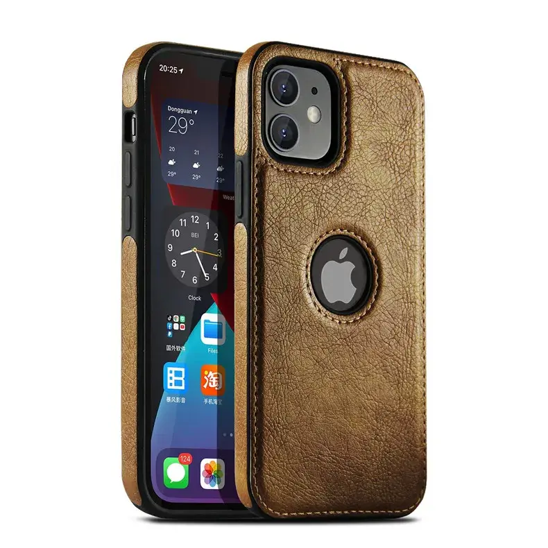 Braune Kunstleder-Hülle für iPhone 13 Pro Max