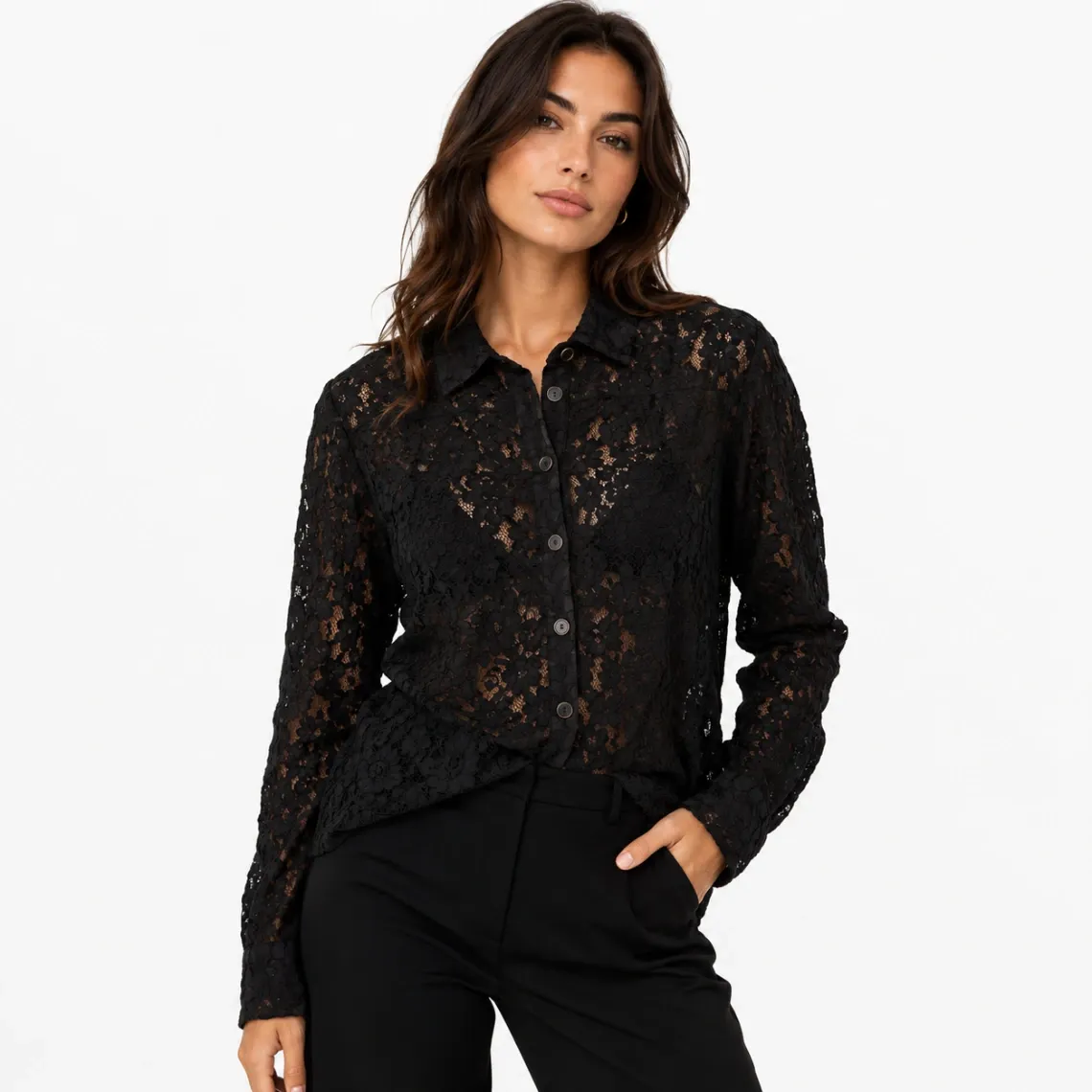 Elegant black lace blouse from Zara