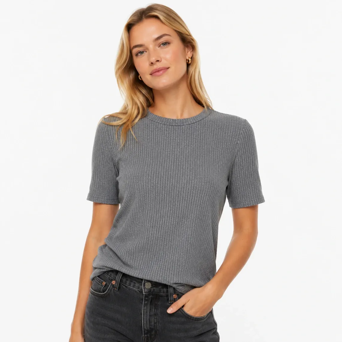 H&M Grey Ribbed Top