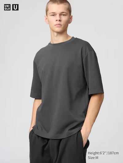 UNIQLO AIRism Oversized Cotton T-Shirt – Grey