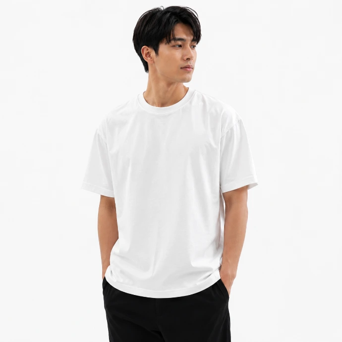 Men’s 100% Cotton T-Shirt – White Crew Neck Short Sleeve Casual Tee