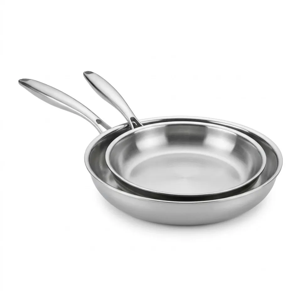 Ensemble de 2 poêles en acier inoxydable (26 cm et 30 cm) – SUS304 / 18-10 – Compatible induction