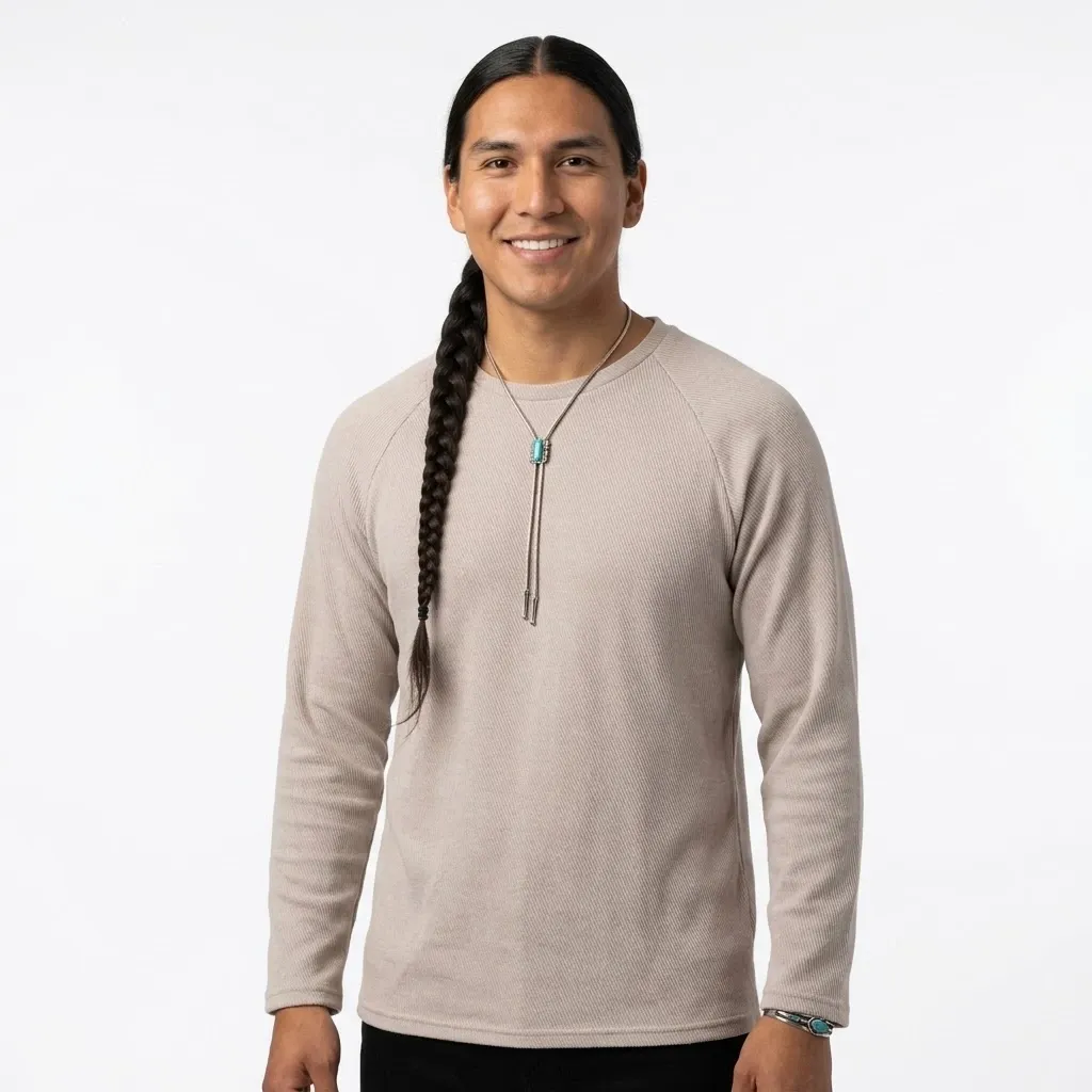 Pull en maille côtelée texturée pour homme à manches longues – Beige / Sable (Taille XL, coupe oversize L)
