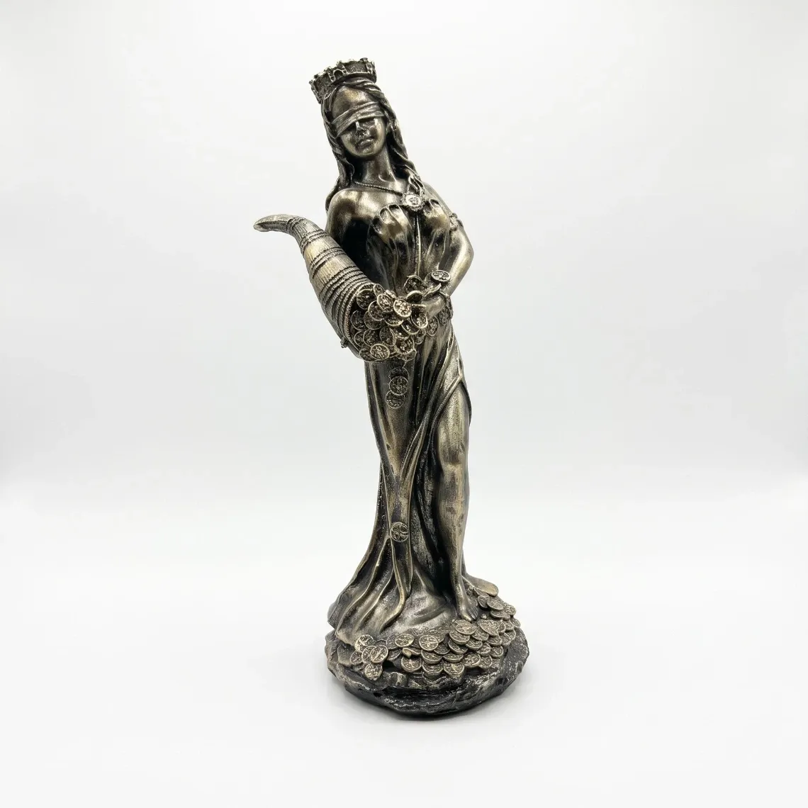 Statue Décor de la Déesse Fortuna – Déesse Romaine de la Chance & de l'Abondance, Résine Effet Bronze Ancien (~30 cm)