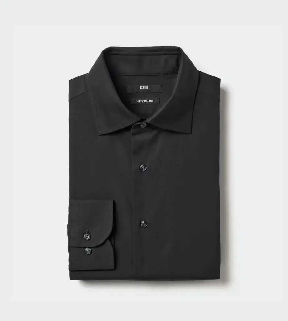 UNIQLO Herren Kurzarmhemd aus Leinenmix – Schwarz (Größe M)