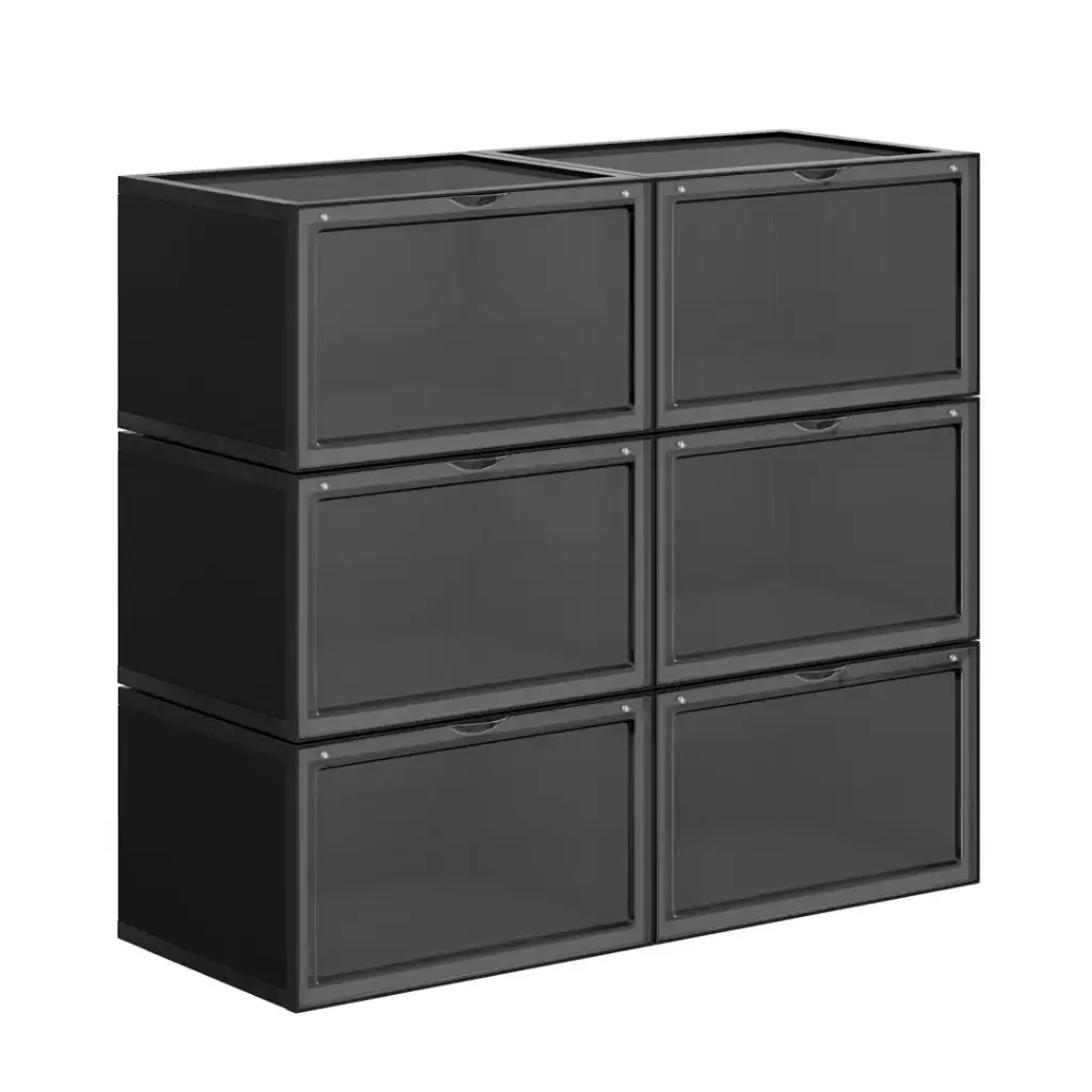 SONGMICS Aufbewahrungsboxen 3er-Set – Schwarz, mit transparenter Front, stapelbar, 28×36×22 cm