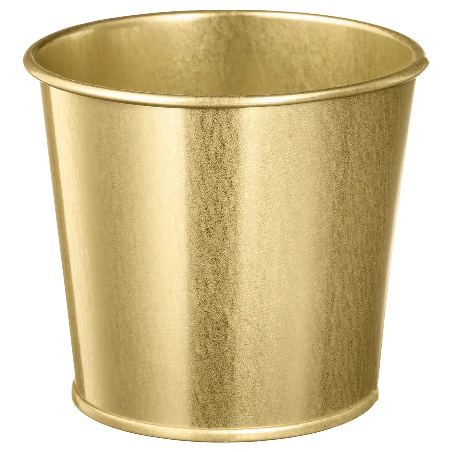 IKEA DAIDAI Blumentopf in Messingfarbe – Wie neu | Stilvoller goldfarbener Metalltopf für die Wohnungsdekoration (12 cm)