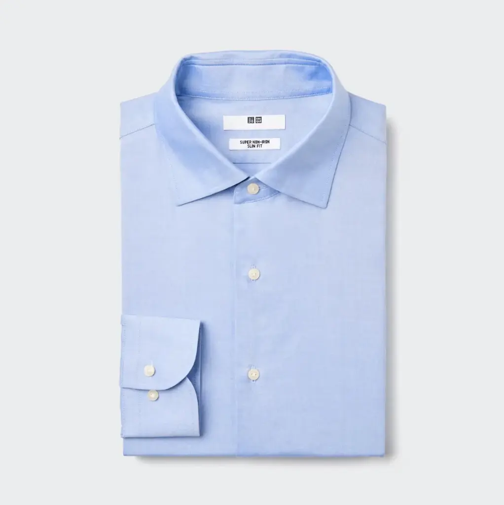 UNIQLO Super Bügelfreies Slim Fit Hemd – Hellblau (Herren, Größe M)