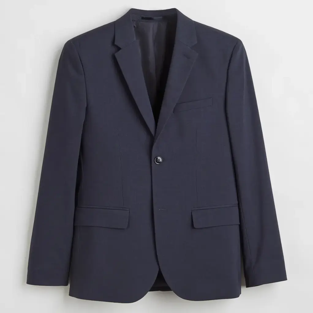 H&M Einreihiger Blazer mit Skinny Fit – Dunkelblau, Größe 52