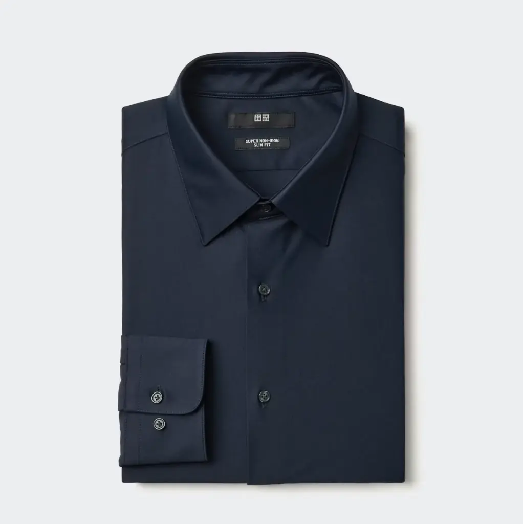 Uniqlo Super Non-Iron Slim Fit Jersey Shirt – Men’s M – Navy