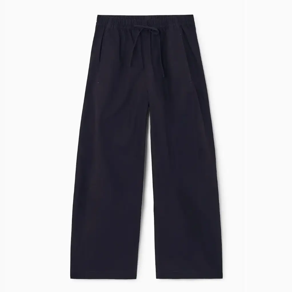 COS Elasticated Barrel-Leg Trousers – Navy (Size 38)
