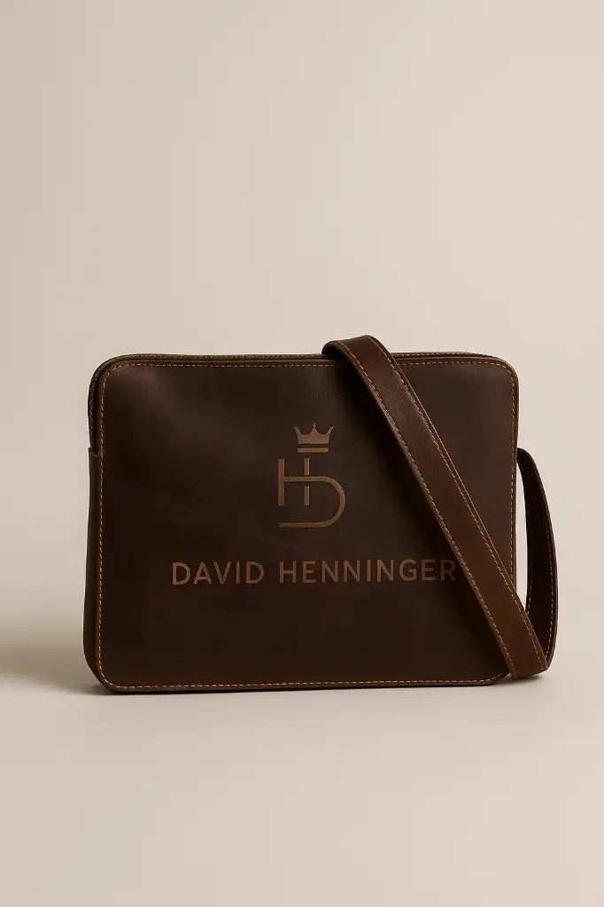 David Henninger Leather Messenger Bag – Brown, 32×24×4cm