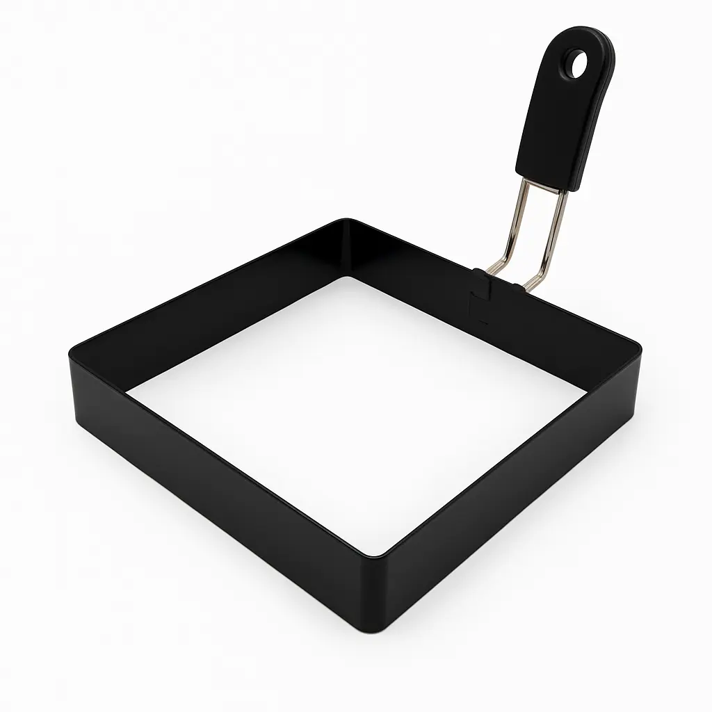 Non-Stick Square Egg Rings with Silicone Handle – Stainless Steel Egg