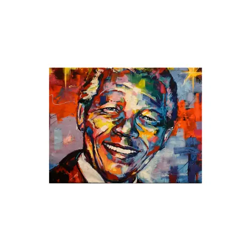 Print Portrait – Nelson Mandela (60 x 80 cm, Canvas Tensioned)